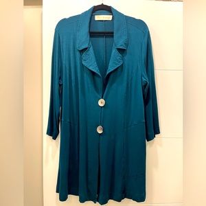 Diane Kennedy, bamboo blend 0X jade green, shirt & jacket.